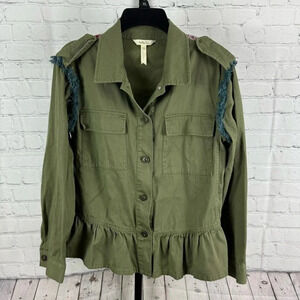 Matilda Jane Moments With You Letterman Jacket Army Green Patchwork Size Medium